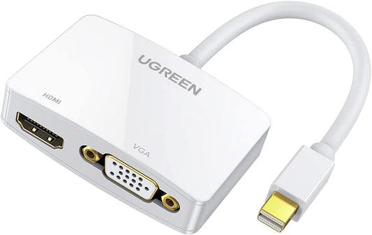 Mini Displayport to HDMI VGA Adapter, 4K Thunderbolt 2 Adapter 2 in 1 Mini DP Converter Compatible with Macbook Pro Air Imac Surface Pro1 2 3 4 6 Surface Laptop 2 Thinkpad X1, White